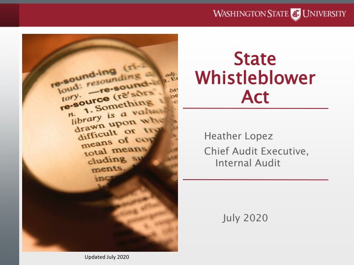 State Whistleblower Act: Reporting Improper Governmental Actions