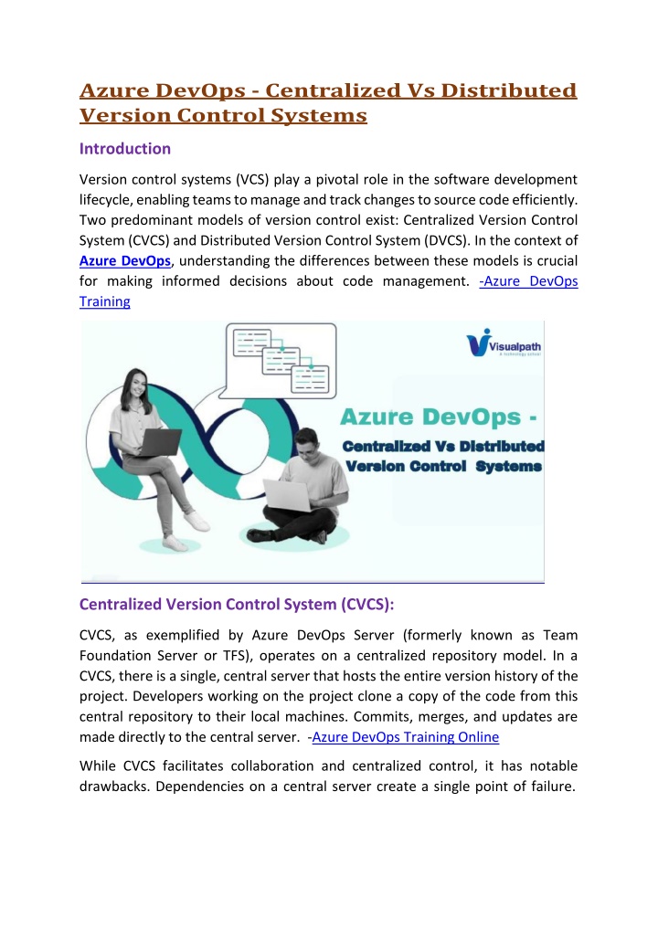 azure devops centralized vs distributed version n.w