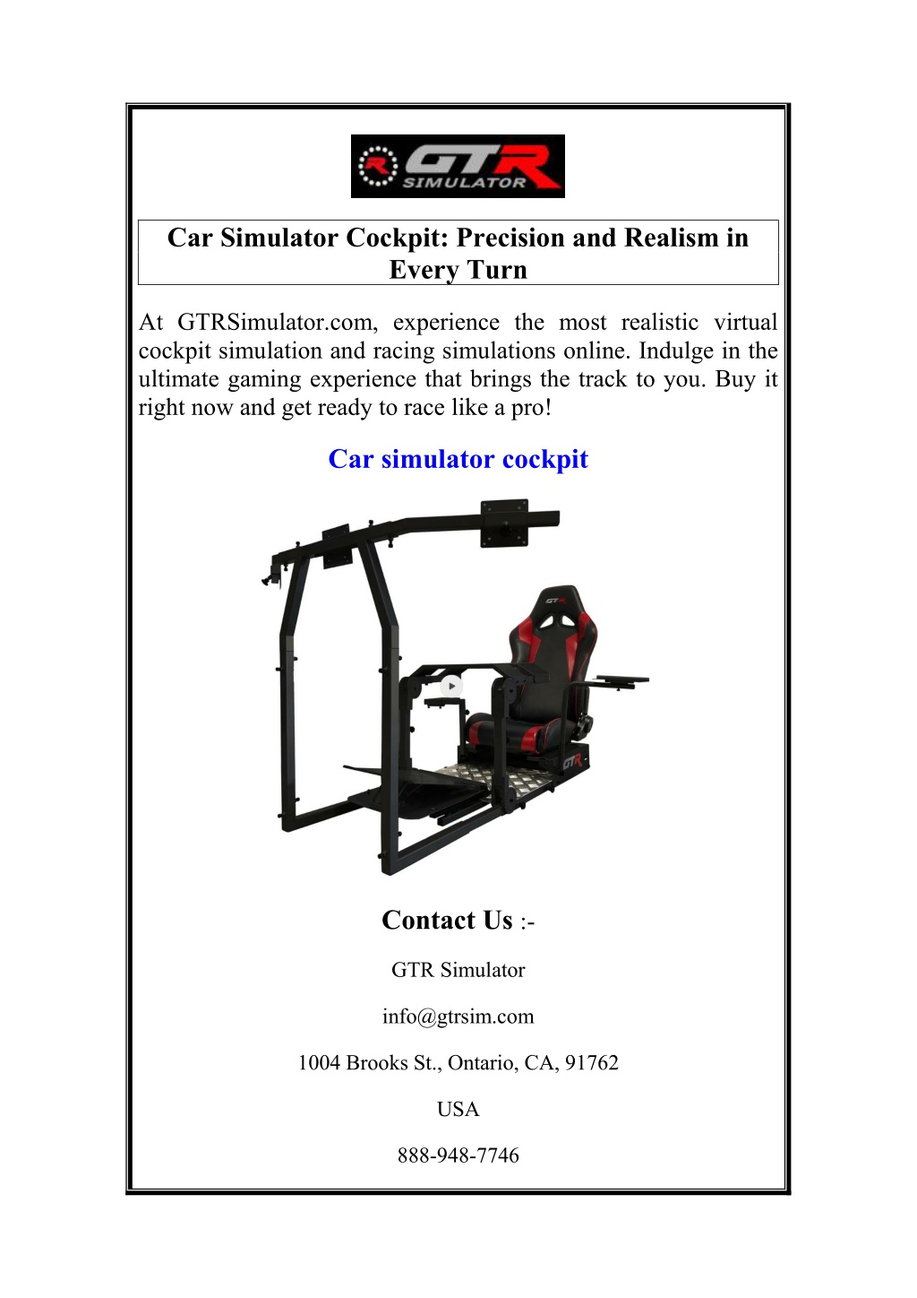 car simulator cockpit precision and realism l.w