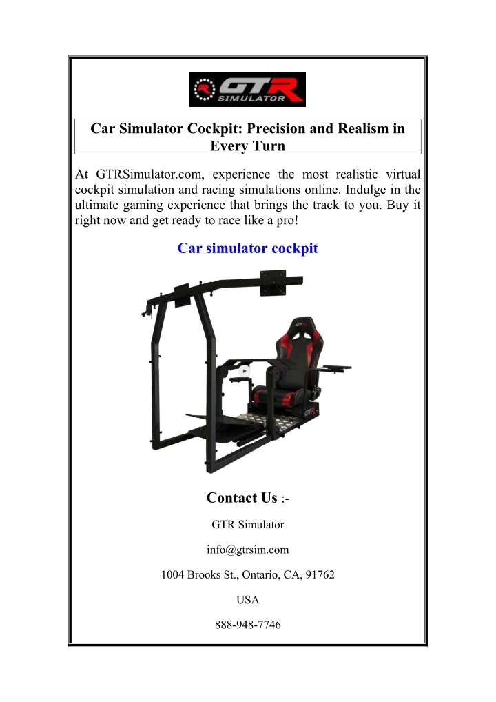 car simulator cockpit precision and realism n.w