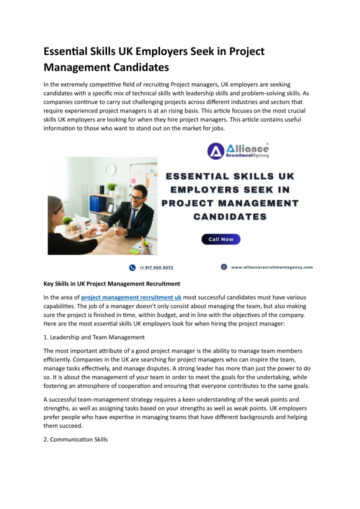 essential skills uk employers seek in project n.w