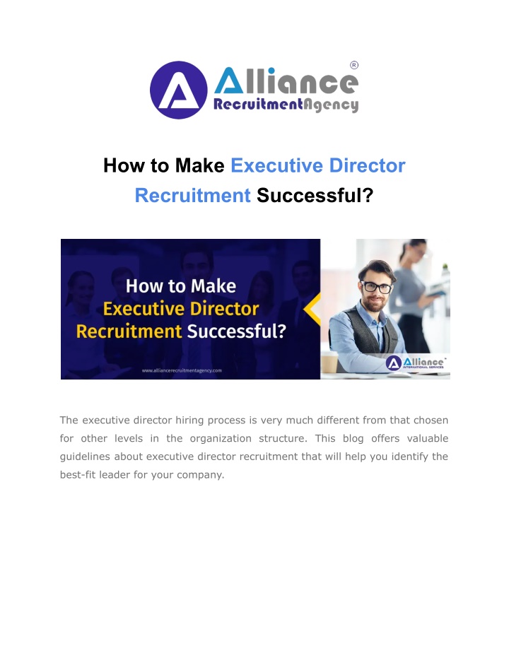 how to make executive director recruitment n.w