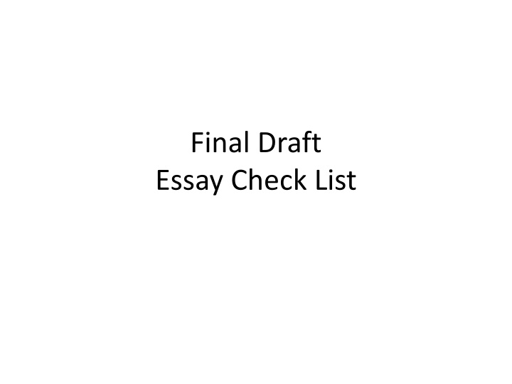 Ultimate Essay Final Draft Checklist