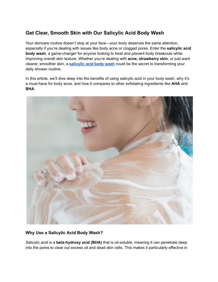get clear smooth skin with our salicylic acid n.w