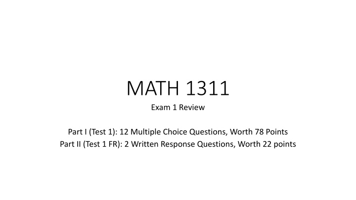 Math Exam Review and Calculations