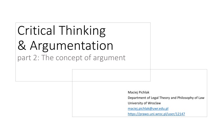The Concept of Argumentation and Critical Thinking