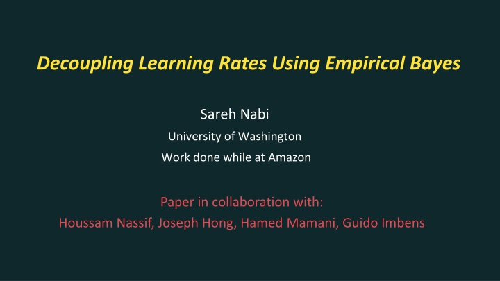 Decoupling Learning Rates Using Empirical Bayes: Optimization Strategy