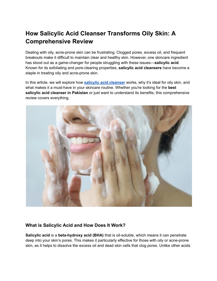 how salicylic acid cleanser transforms oily skin n.w