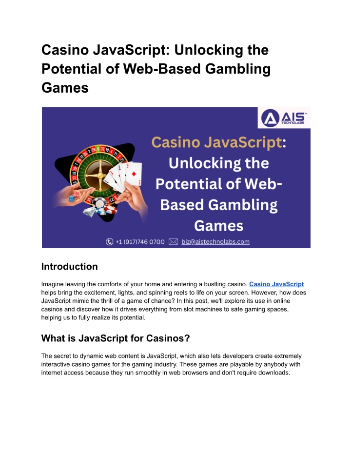 casino javascript unlocking the potential n.w