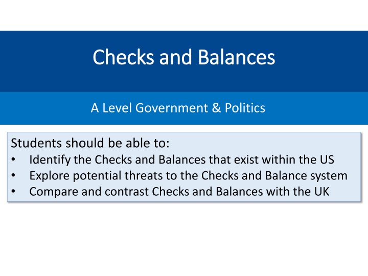 Checks and Balances in the US Government