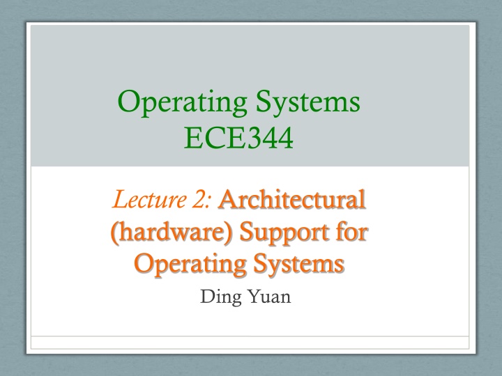 Architectural Hardware Support for Operating Systems in ECE344 Lecture