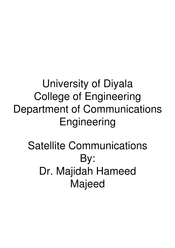 Satellite Communications and Orbits in Engineering