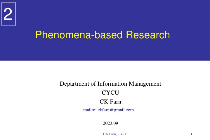 Phenomena-based Research in Information Management