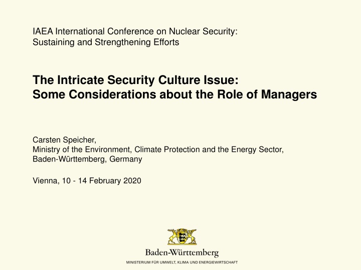 Nuclear Security Culture and Managerial Role: Insights from IAEA Conference