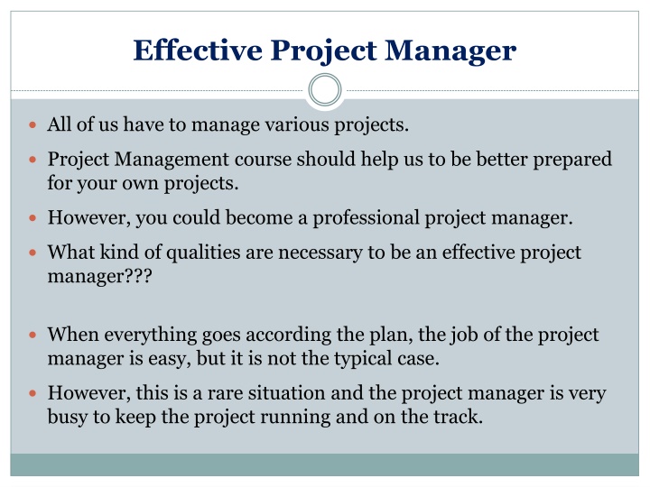 Qualities of an Effective Project Manager