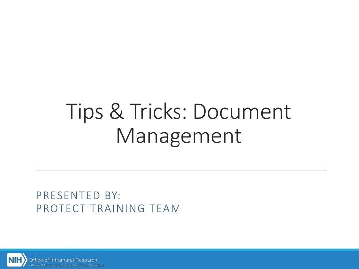 Tips & Tricks: Document Management