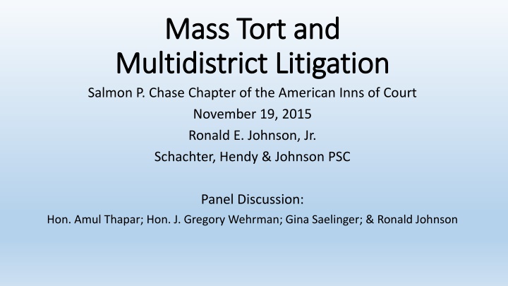 Mass Torts, MDLs, and Class Actions