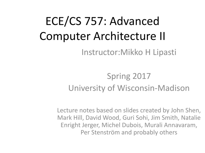 Parallel Software in Advanced Computer Architecture II