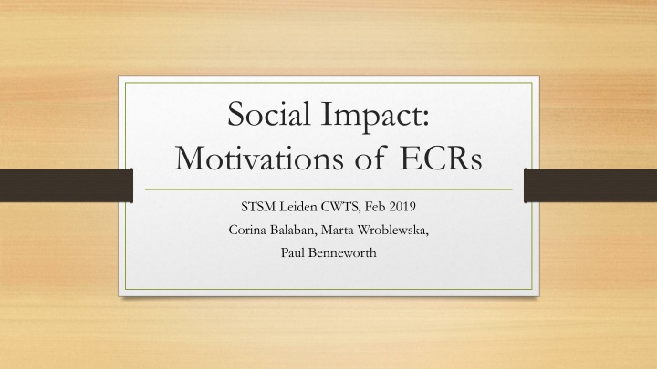 Social Impact and Motivations of Early Career Researchers in Europe