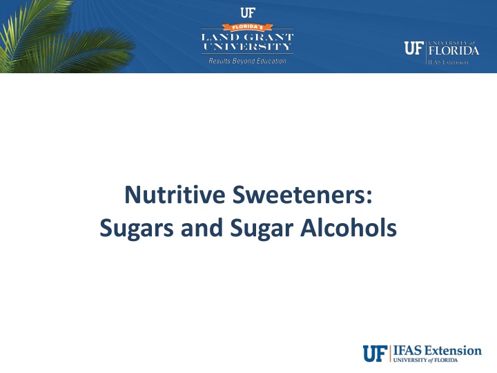 Nutritive Sweeteners and Added Sugars in the American Diet