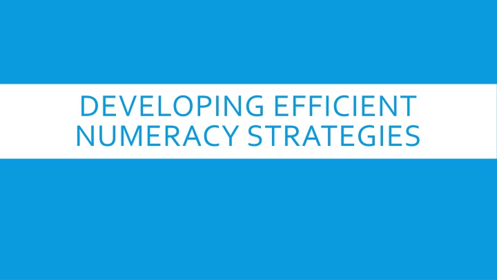 Developing Efficient Numeracy Strategies for Students