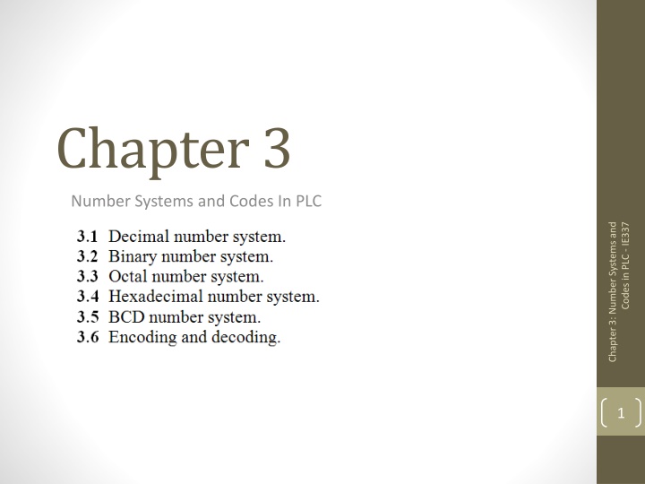 Number Systems and Codes in PLC