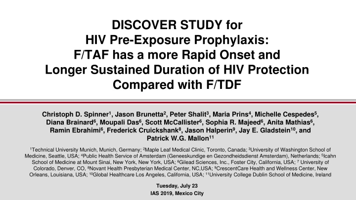 F/TAF vs. F/TDF for HIV Pre-Exposure Prophylaxis: DISCOVER Study Findings