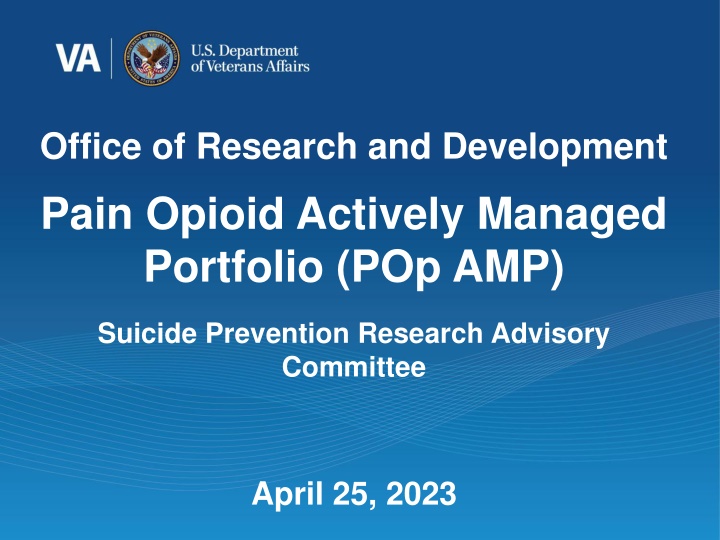 Pain Opioid Actively Managed Portfolio (POp.AMP): Research Advisory Committee Overview
