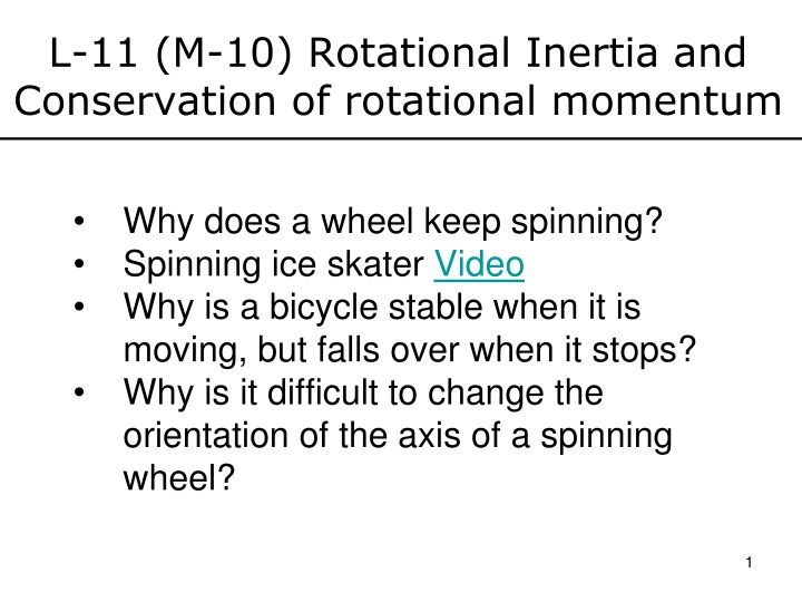 Rotational Inertia and Conservation of Momentum