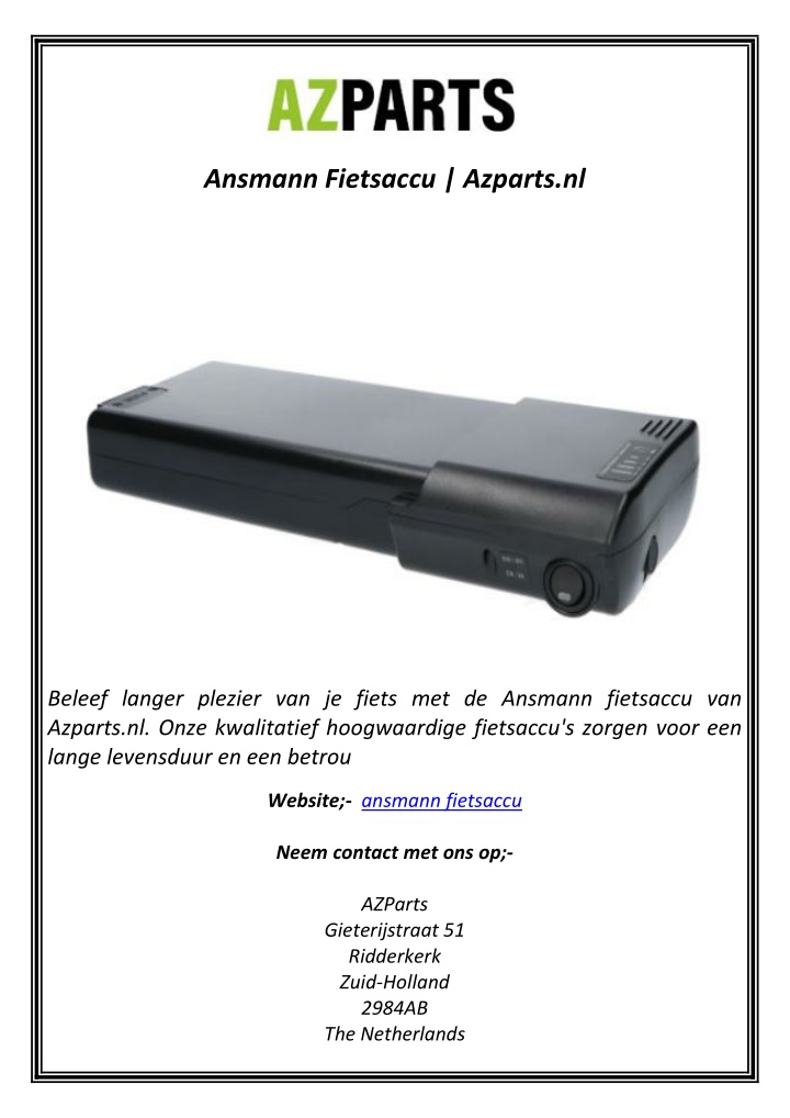 ansmann fietsaccu azparts nl n.w