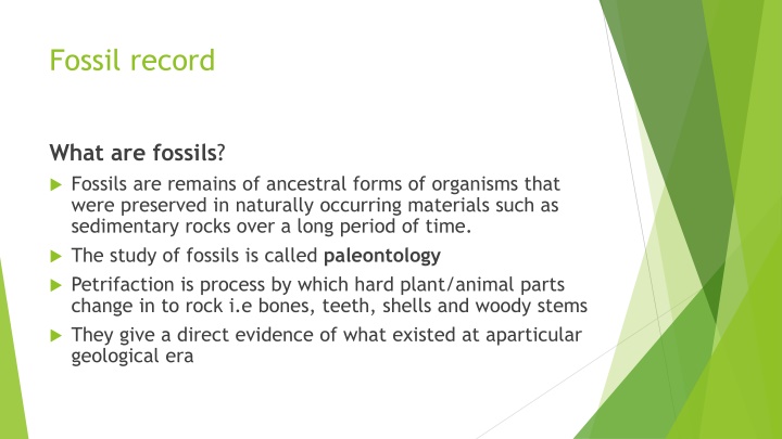 Evolutionary Evidence in Biology