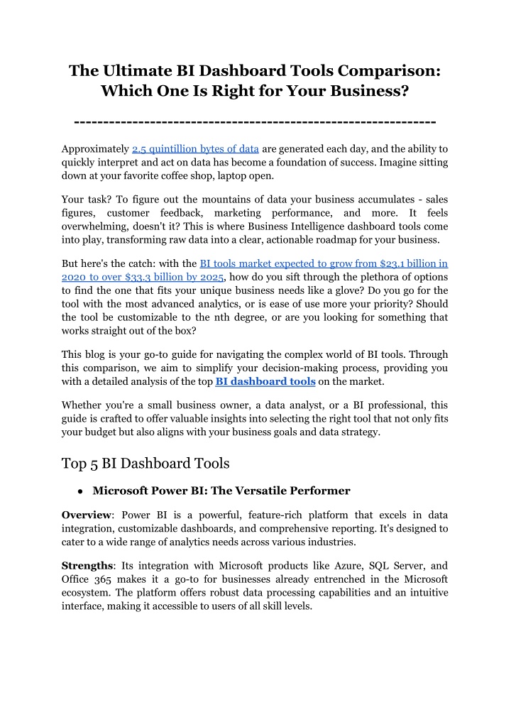 the ultimate bi dashboard tools comparison which n.w