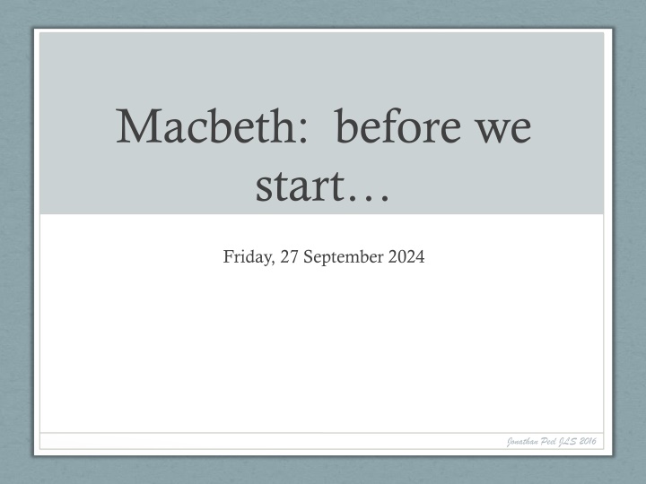 Shakespeare's Verse in Macbeth