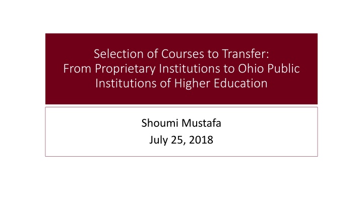 Selecting Transferable Gen Ed Courses for Ohio Public Institutions