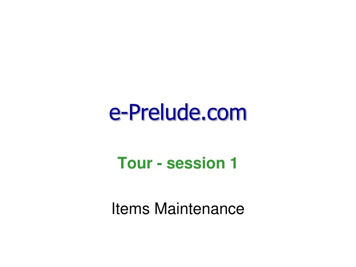 e-Prelude.com Maintenance and Inventory Management Guide