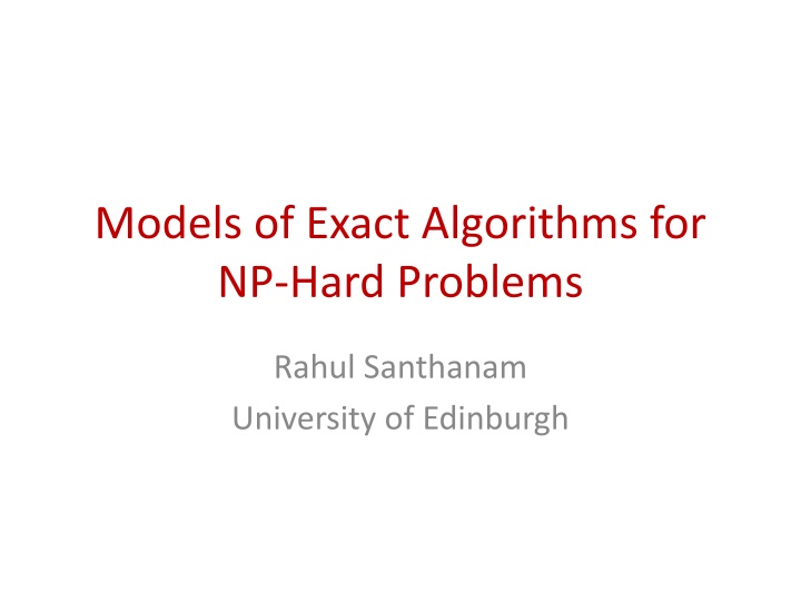 Advanced Techniques in Exact Algorithms for NP-Hard Problems