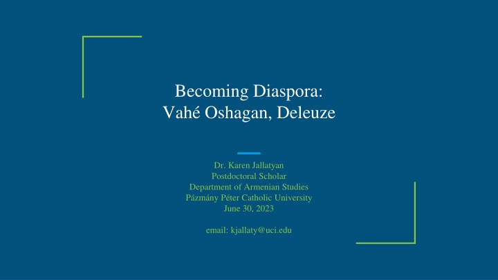 Exploring the Works and Legacy of Vah Oshagan in Diaspora Studies