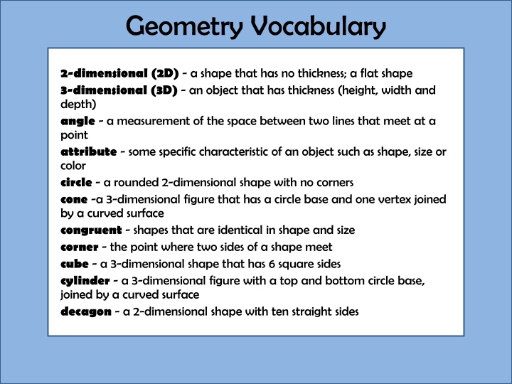 Comprehensive Geometry Vocabulary Guide