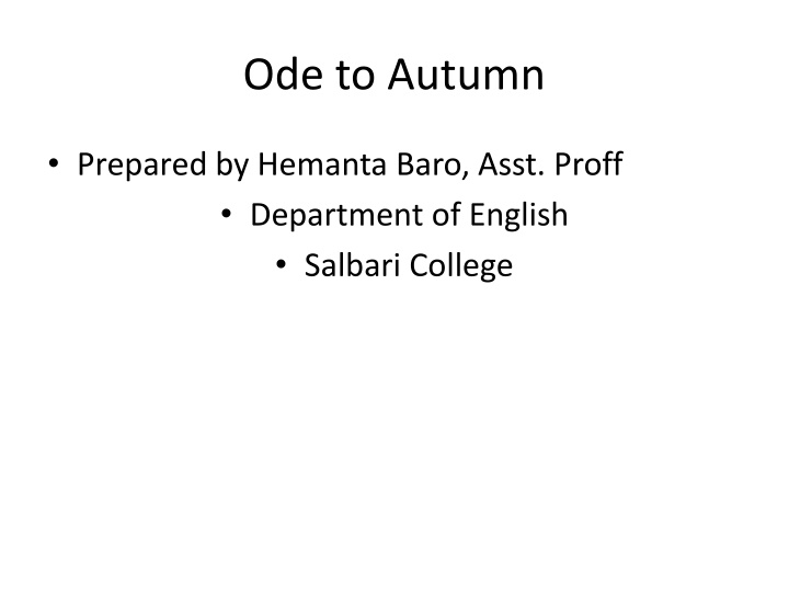 Ode to Autumn by John Keats - Summary and Analysis