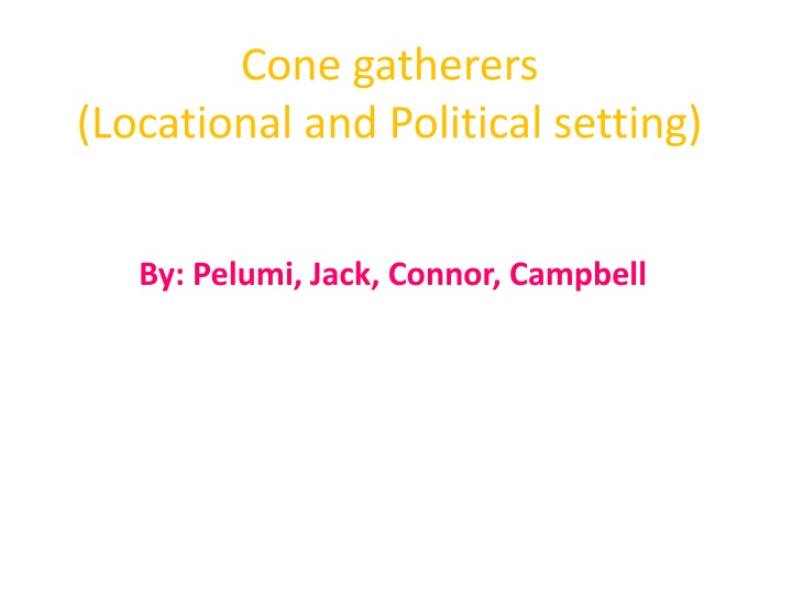 Cone Gatherers: Exploring the Locational and Political Settings