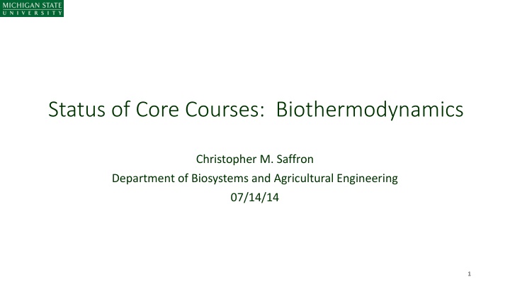Biothermodynamics: Course Overview and Curriculum Details