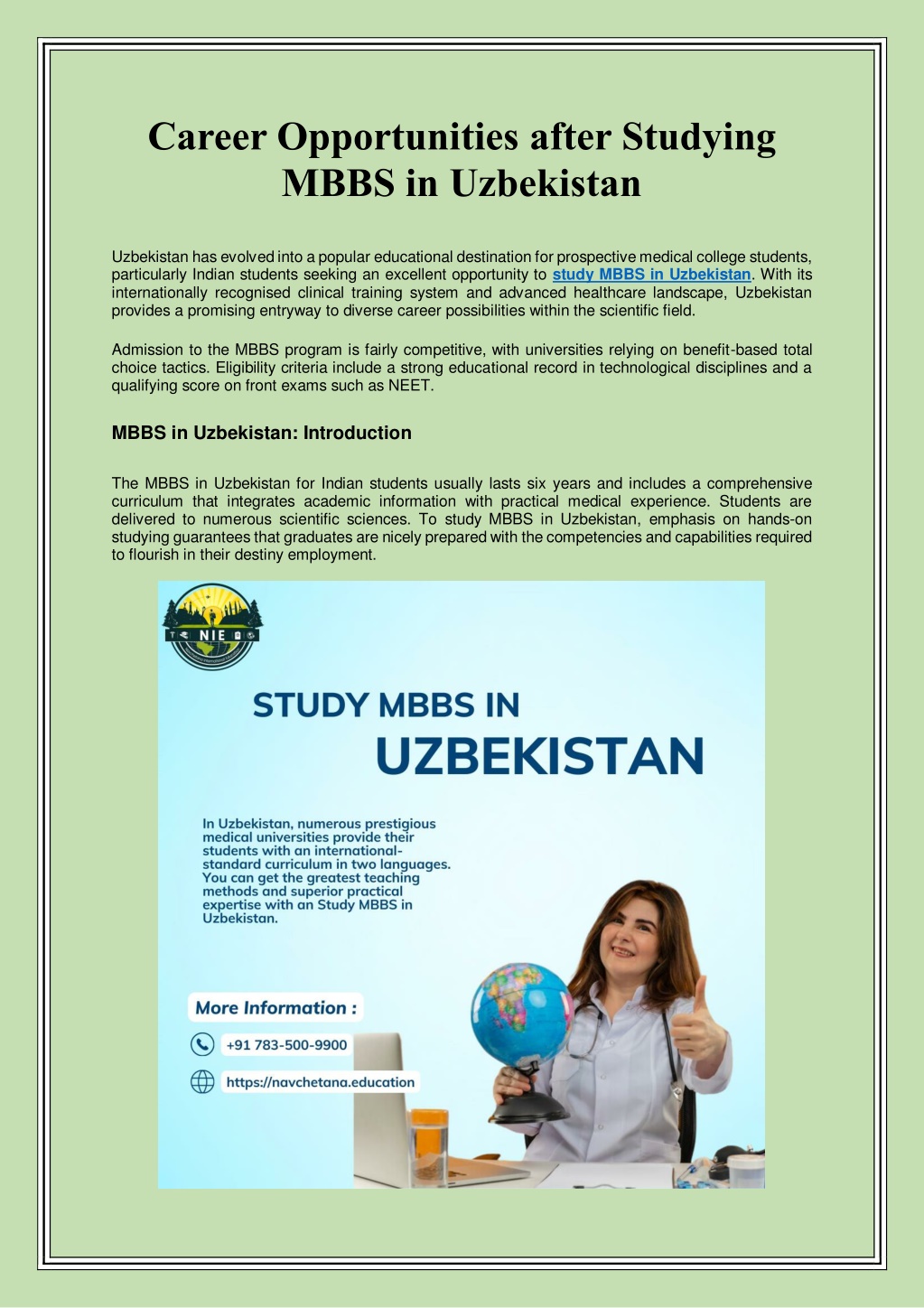 career opportunities after studying mbbs l.w