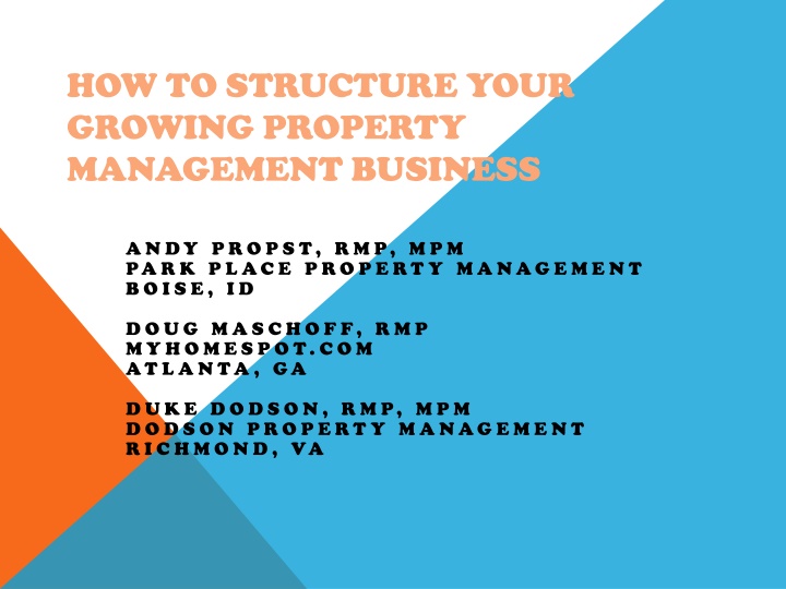 Structuring Your Growing Property Management Business and Common Models