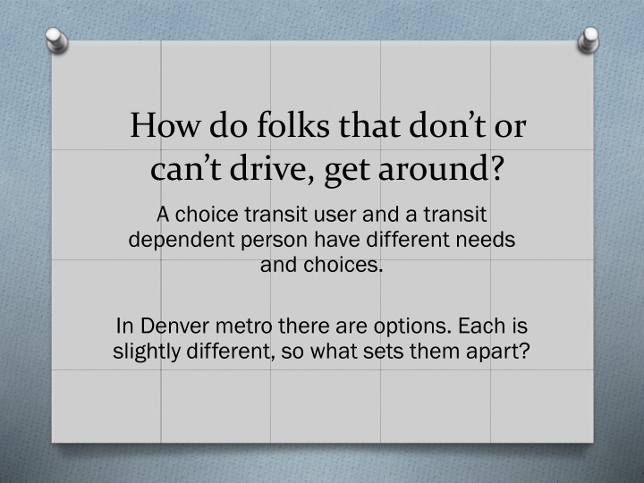 Transportation Options for Non-Drivers in Denver Metro Area