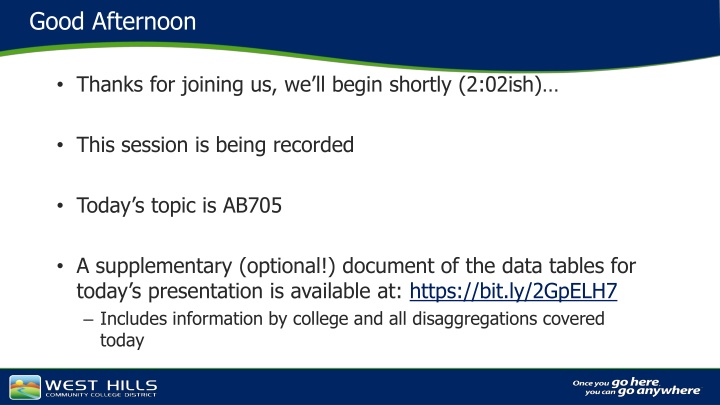 AB705 Implementation in California Community Colleges