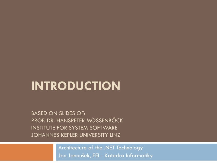 .NET Technology Architecture