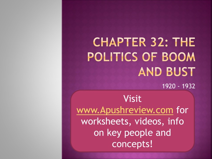 The Politics of Boom and Bust 1920-1932: A Decade of Turmoil