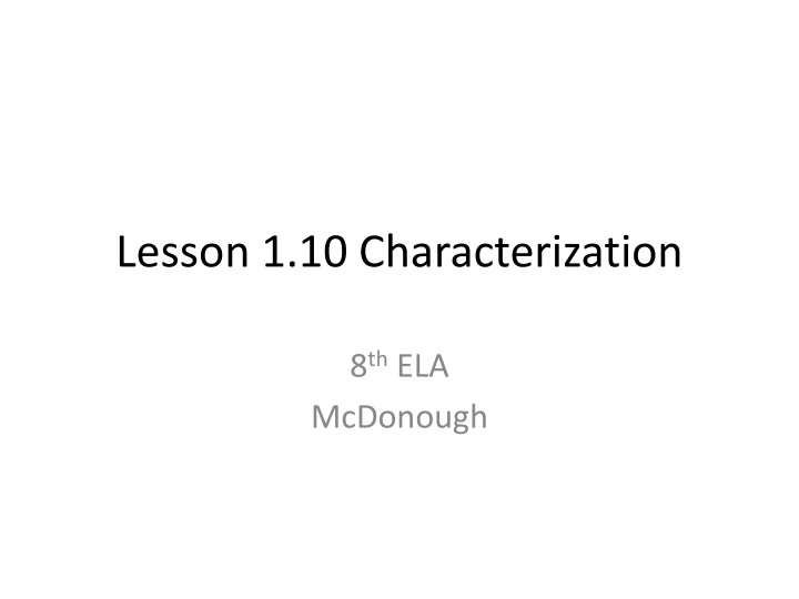 Characterization in Literature