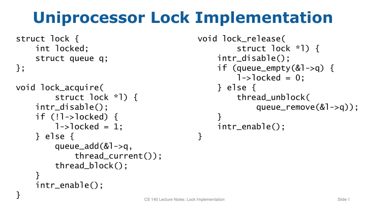 Lock Implementation Strategies for Single-Core and Multi-Core Systems