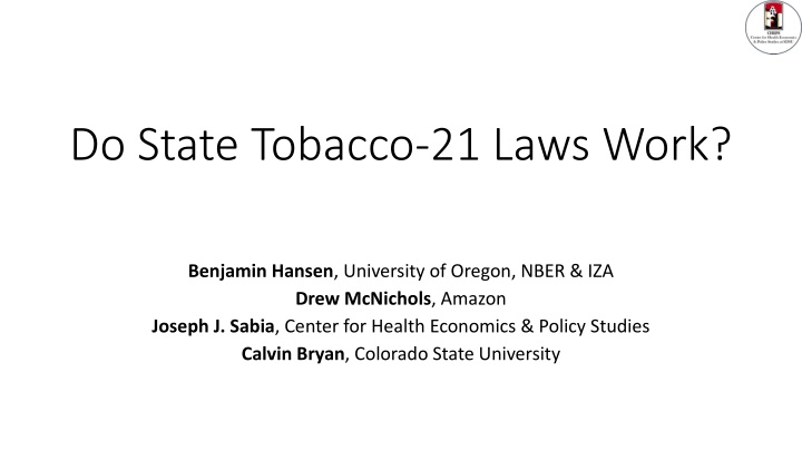 Effectiveness of Tobacco-21 Laws in Reducing Youth Smoking